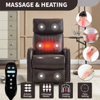 Brown Faux Leather Heat Massage Manual Recliner Chair