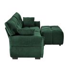 Modern Chenille Fabric 2-Seater Sofa With Ottoman