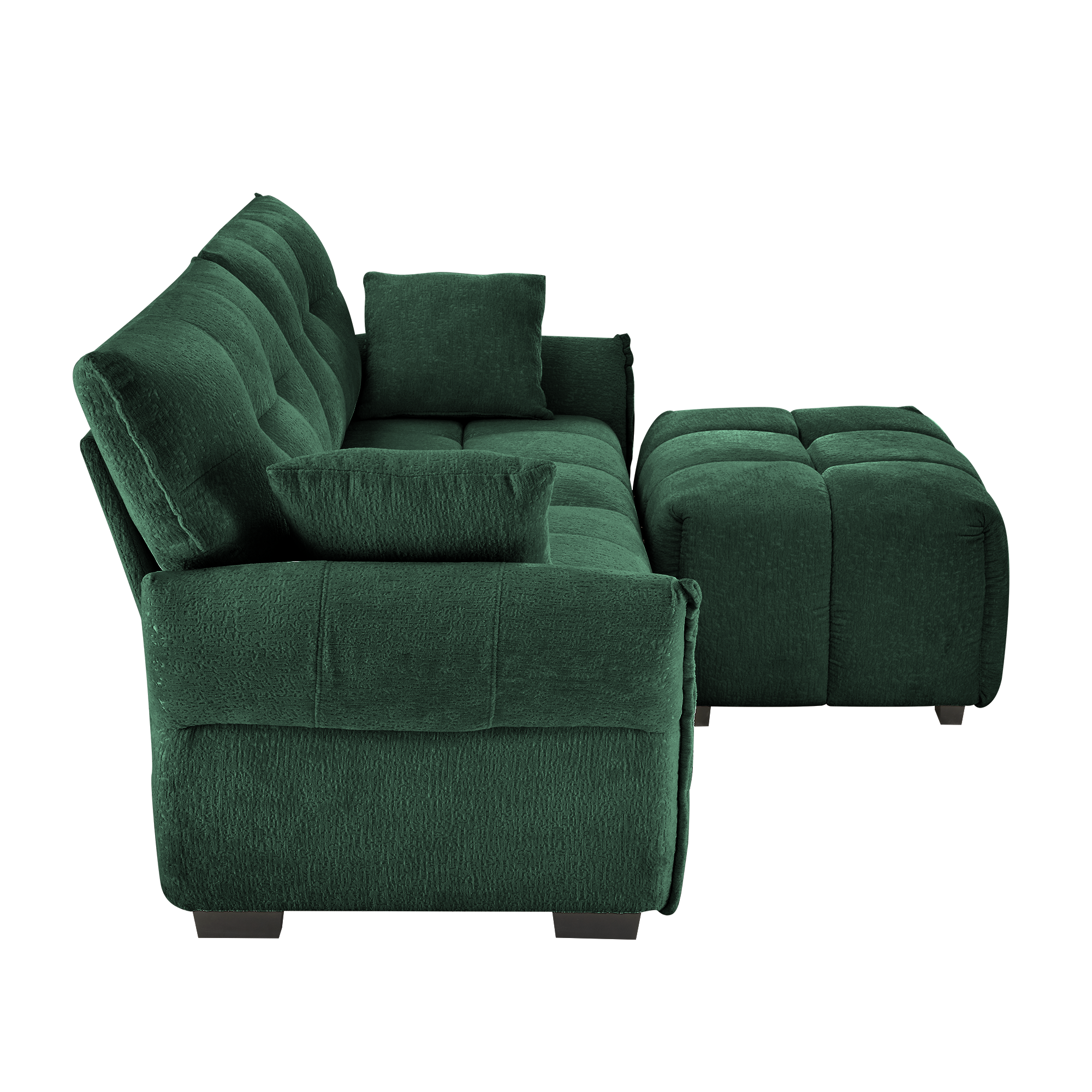 Modern Chenille Fabric 2-Seater Sofa With Ottoman