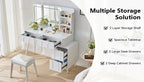 Modern Makeup Vanity Desk with LED Lights & Mirror