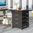 59” L-Shaped Computer Desk with Drawers and Storage Shelves