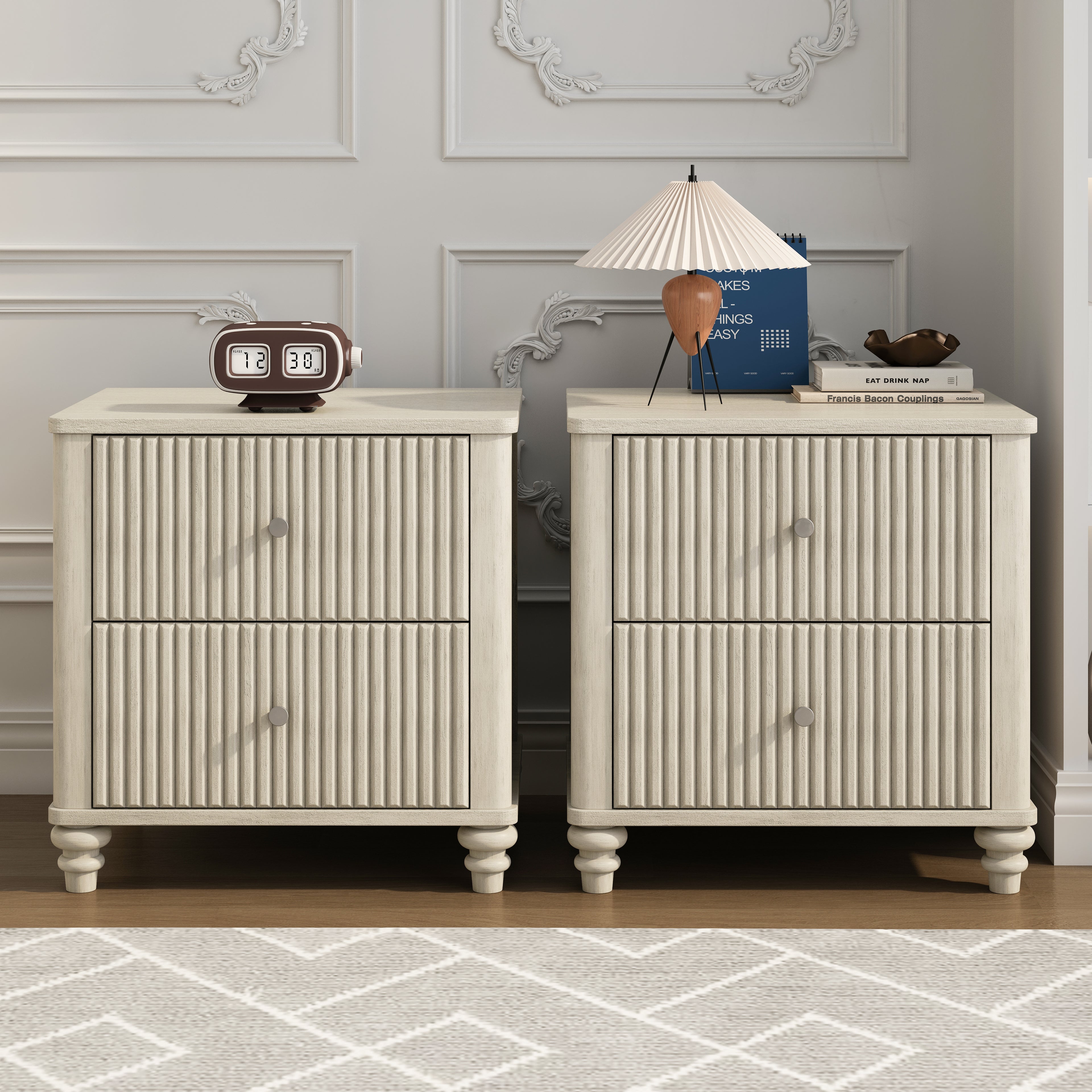 Fluted Nightstand 2-Piece Set
