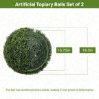 18.5-Inch Topiary Balls - Artificial Outdoor Faux Boxwood Plants