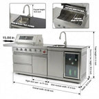 84-Inch Deluxe Stainless Steel Outdoor Kitchen Barbecue Island Grill