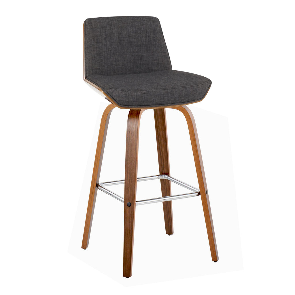 30" Mid-Century Modern Fixed-Height Barstool with Swivel
