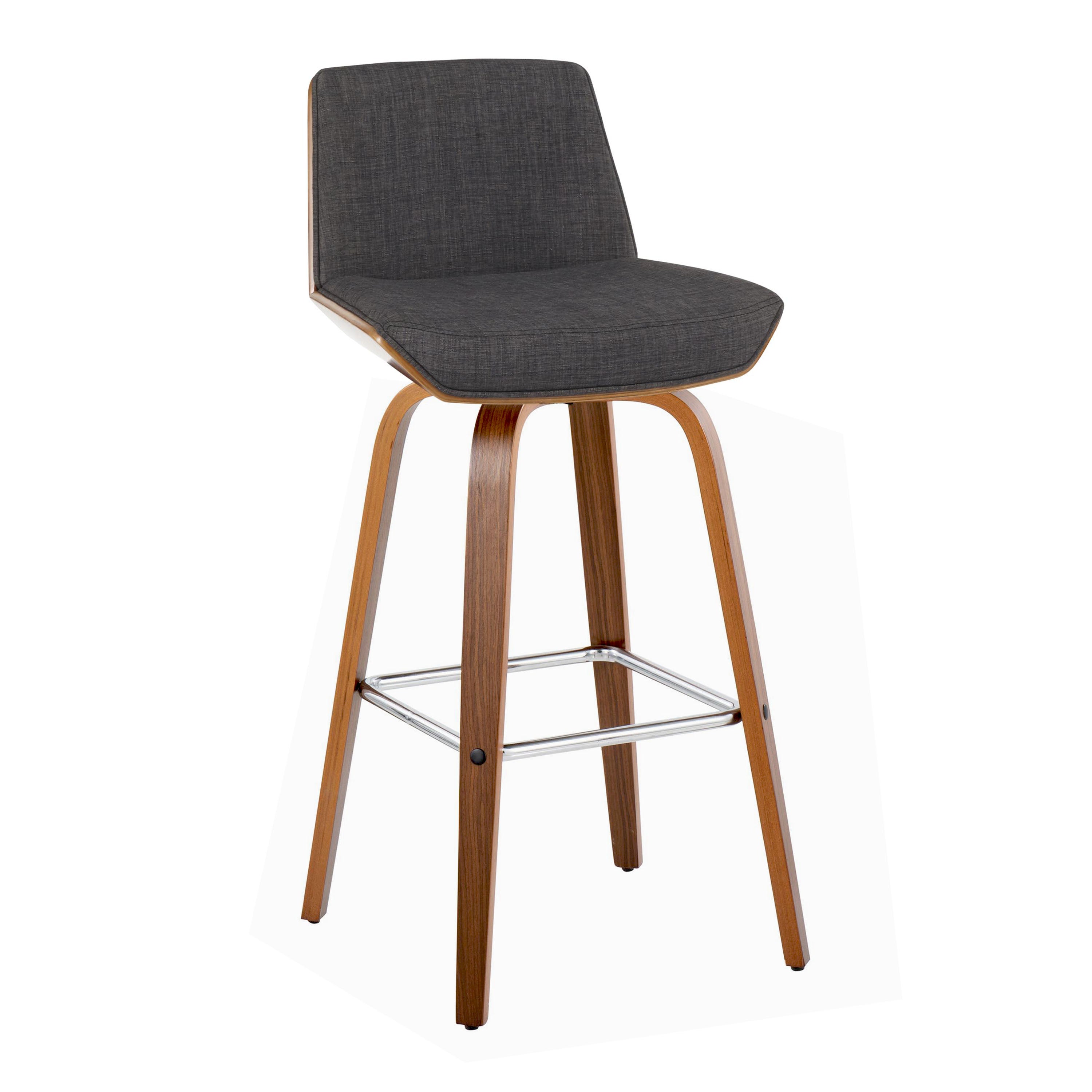 30" Mid-Century Modern Fixed-Height Barstool with Swivel
