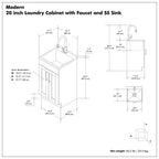 Modern Wide Shaker All-In-One 20-Inch Laundry Utility Sink and Cabinet