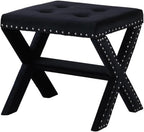 Velvet Upholstered Accent Bench with Nailhead Trim