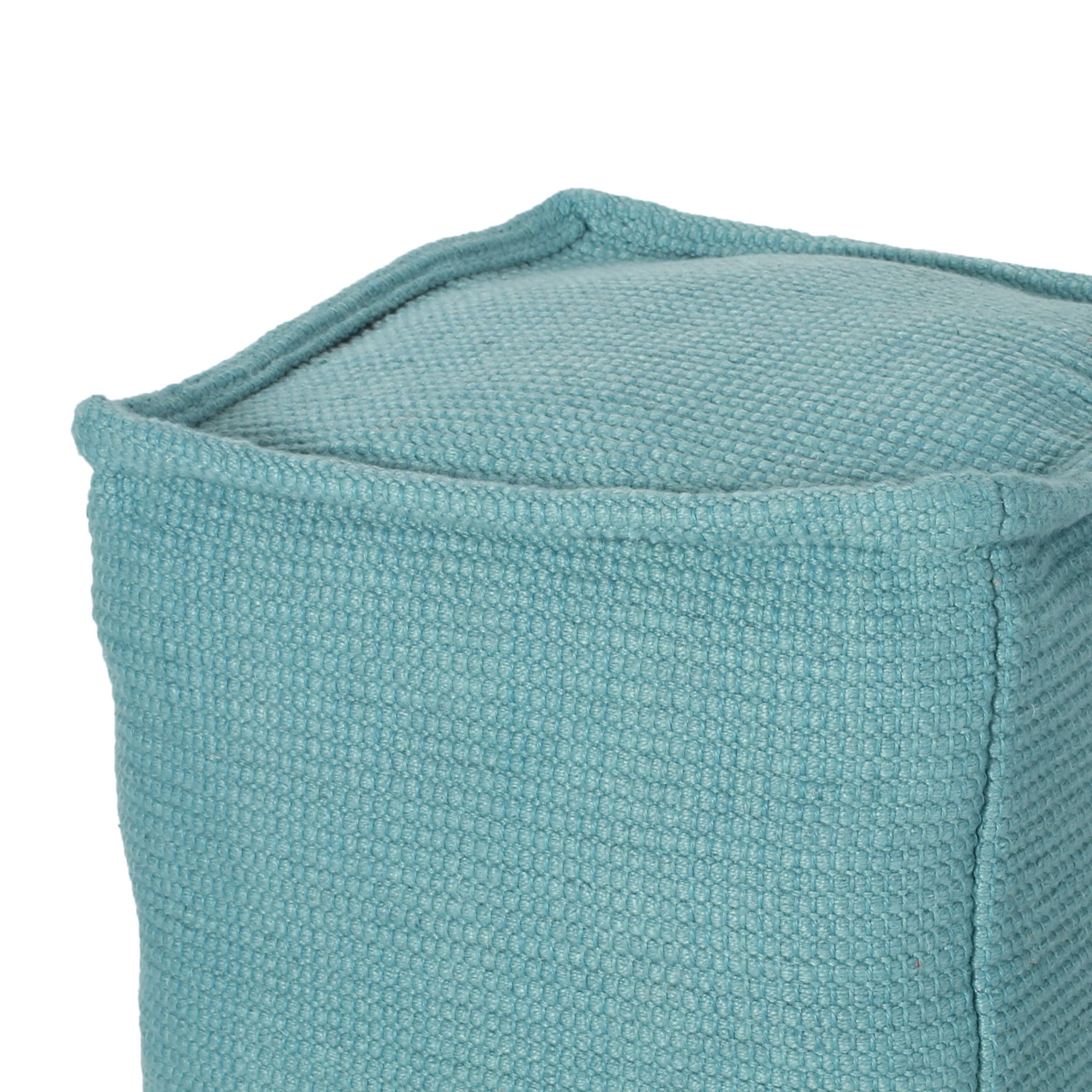 Hansolo Yarn Square Pouf Ottoman Or Floor Cushion - Teal