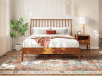 Solid Bamboo Wood Spindle Platform King Bed