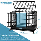 48 Inch Heavy Duty Indestructible Dog Crate with Wheels
