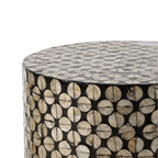D14x20" Cylindrical Garden Capiz Stool, Accent Side Table, Black/Gold