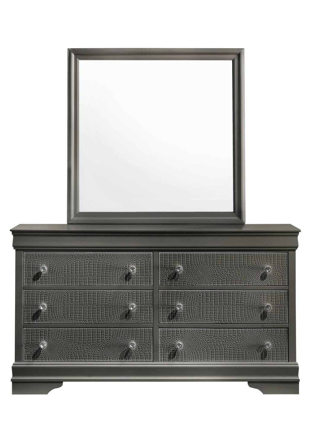 Blaze Modern Style Mirror Made with Wood in Metallic Gray