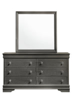 Blaze Modern Style Mirror Made with Wood in Metallic Gray