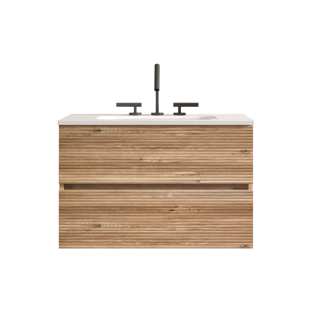 Gloria 30" Wall Mounted Rough Oak Bathroom Vanity