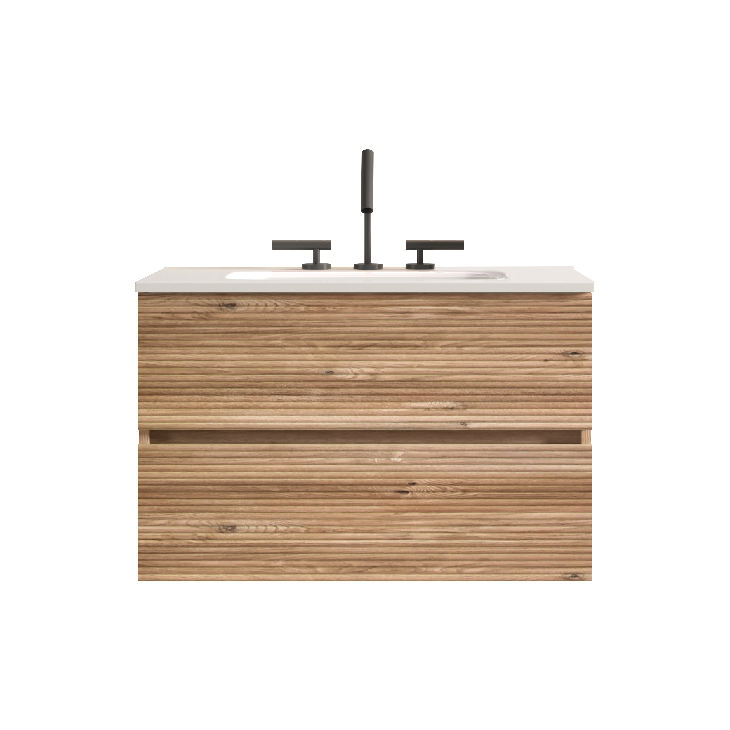 Gloria 30" Wall Mounted Rough Oak Bathroom Vanity