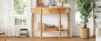 TREXM Farmhouse Half Moon Console Table with Drawer & Shelf - Rustic Accent Table