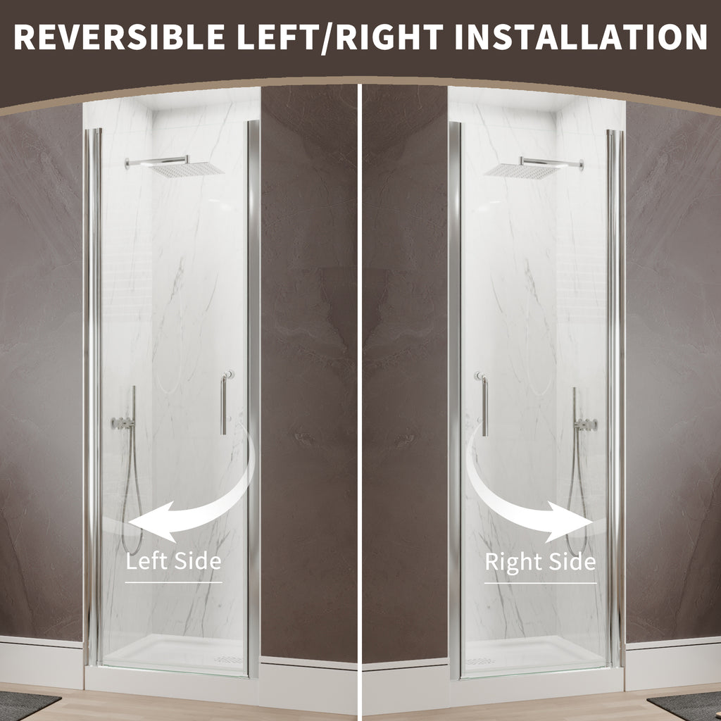 34 In. to 36 In. x 72 In. Semi-Frameless Pivot Shower Door