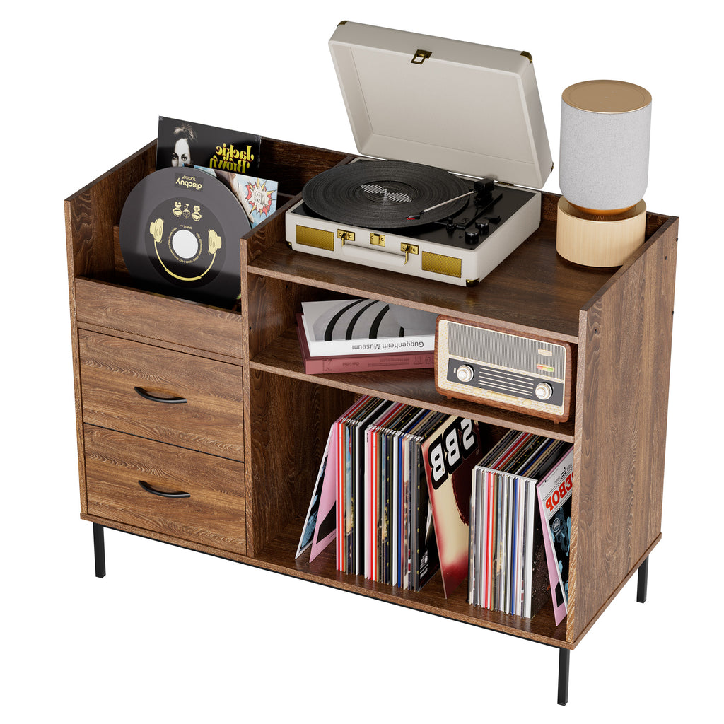 Record Player Stand with Storage for 500+ Albums