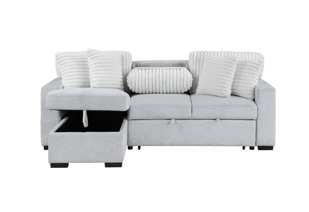 Ford Light Grey/White Reversible Pull Out Sofa Bed