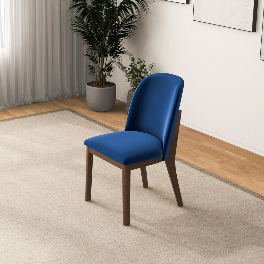 Kaitlyn Navy Blue Velvet Dining Chair Set of 2