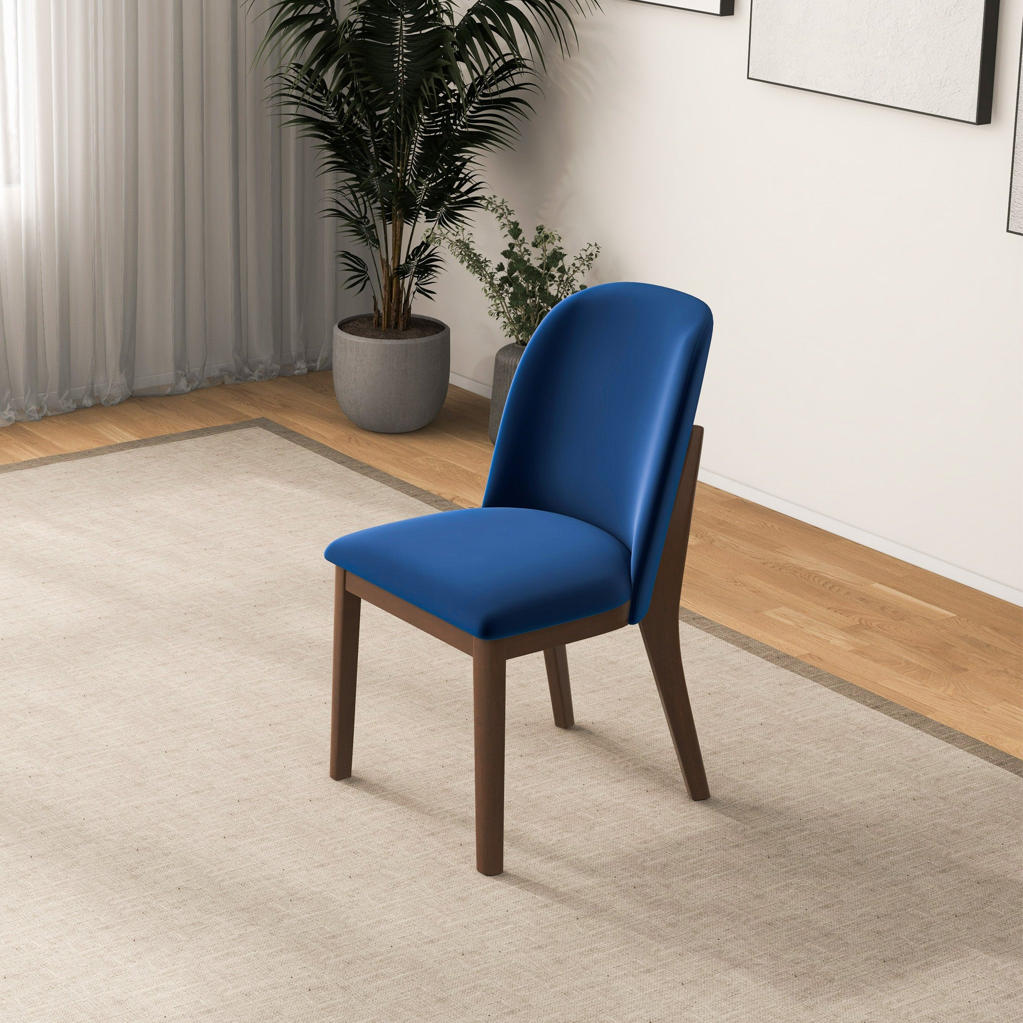 Kaitlyn Navy Blue Velvet Dining Chair Set of 2