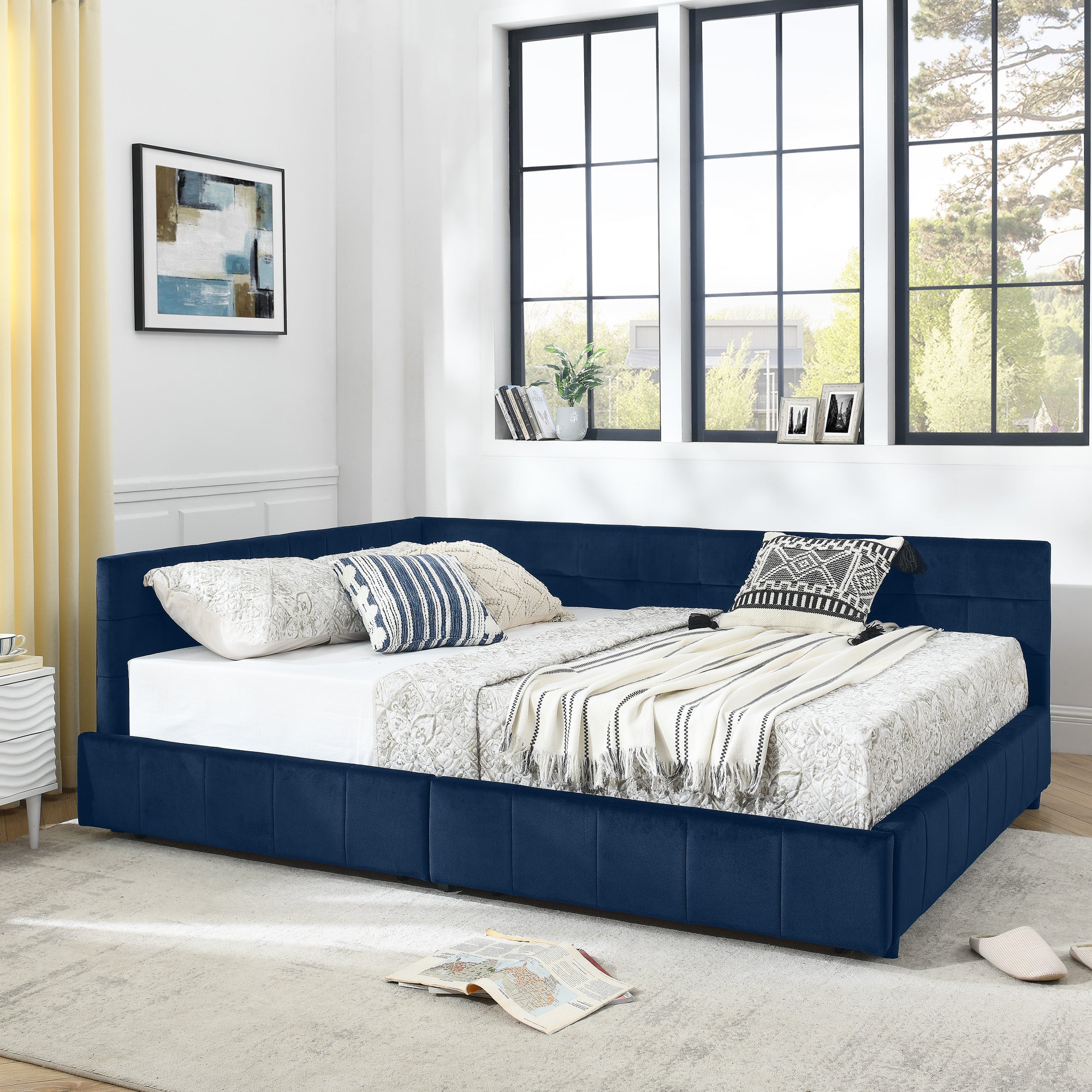 Queen Size Storage Upholstered Tufted Bed Frame