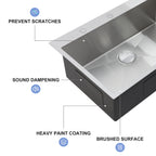 33" Drop-In Kitchen Sink with Pull-Out Faucet and Soap Dispenser