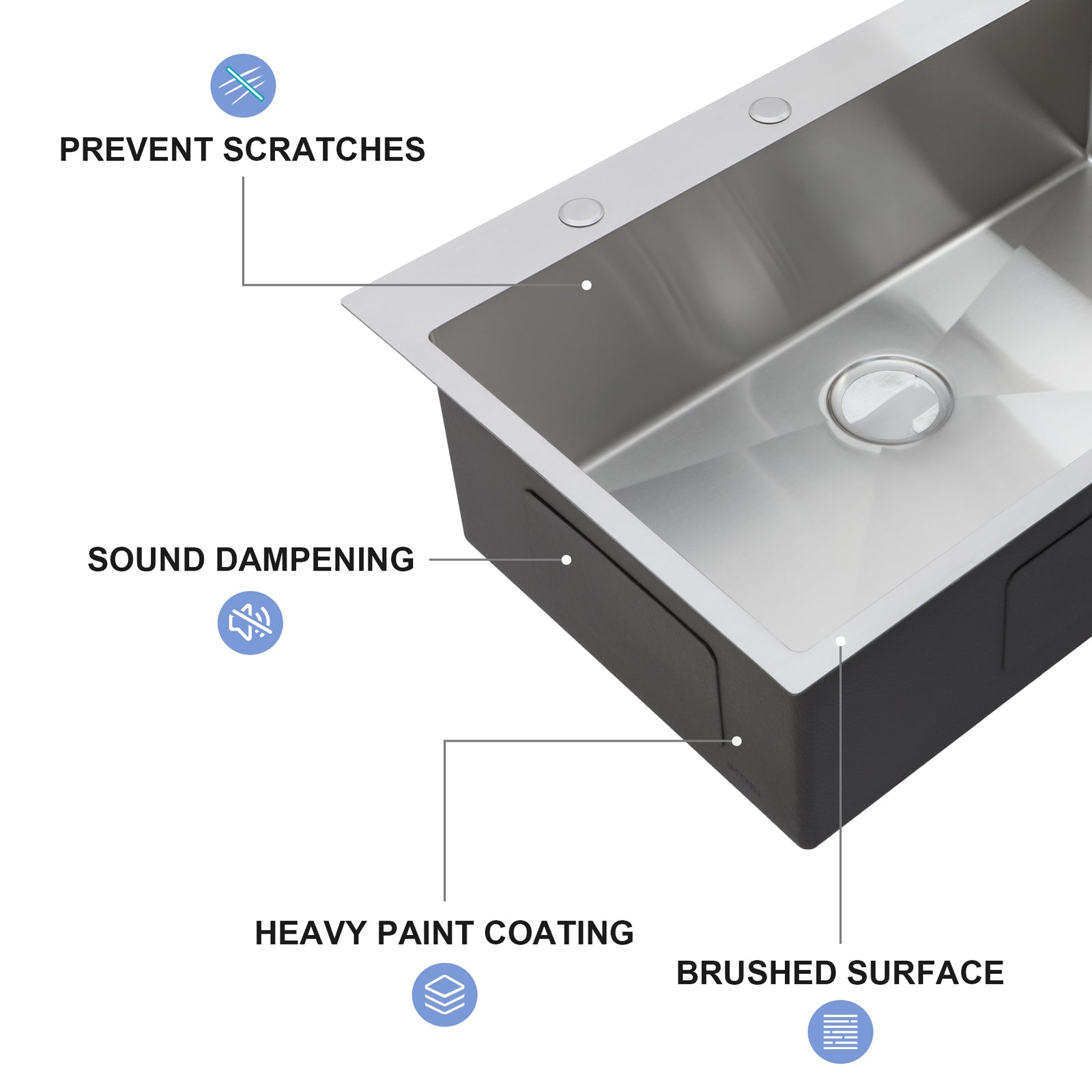 33" Drop-In Kitchen Sink with Pull-Out Faucet and Soap Dispenser