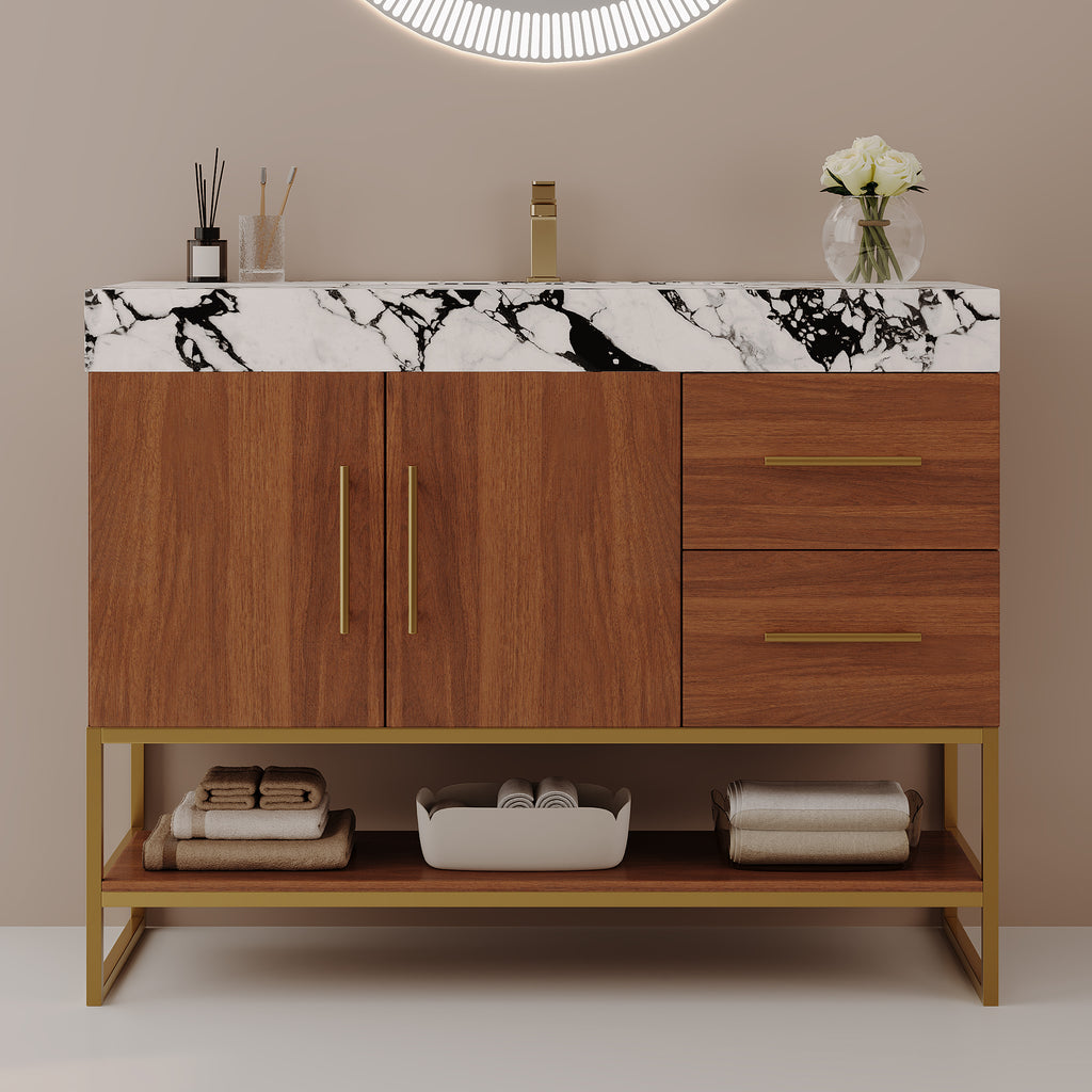 36" Modern Free-Standing Bathroom Vanity with Seamless Sink
