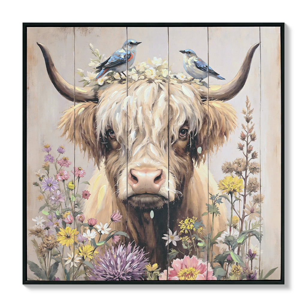 Farmhouse Highland Cow Wall Decor in Neutral Colour