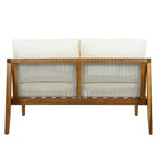 Outdoor 4-Piece Sofa Set, Acacia Wood Frame with Rope Detail