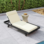 Lounge Chaise Set With Headrest, Acacia Wood