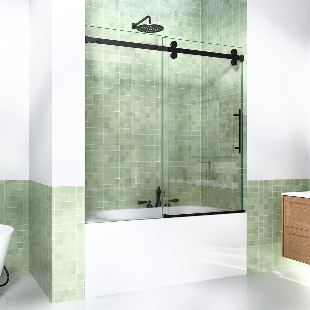 56-60"W x 60"H Frameless Sliding Tub Shower Door Enclosure