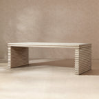 Veda 94" Reclaimed Wood Stacked Geometric Waterfall Dining Table