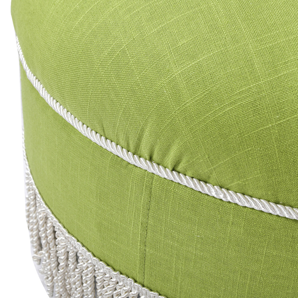 Yolanda 24" Round Upholstered Accent Ottoman, Green