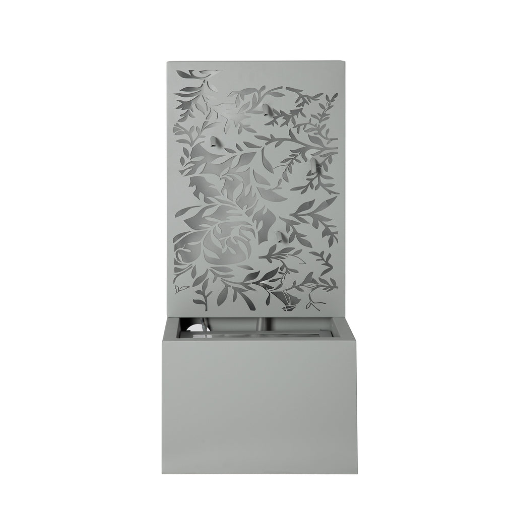 Light Gray Metal Leaf Cutout Water Wall Fountain