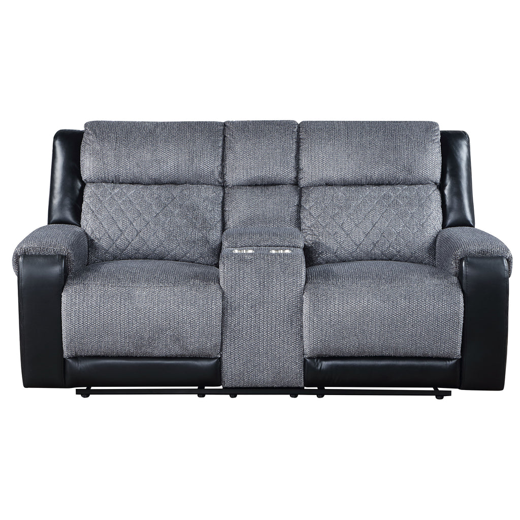 Alicia Grey/Black Reclining Sofa and Loveseat
