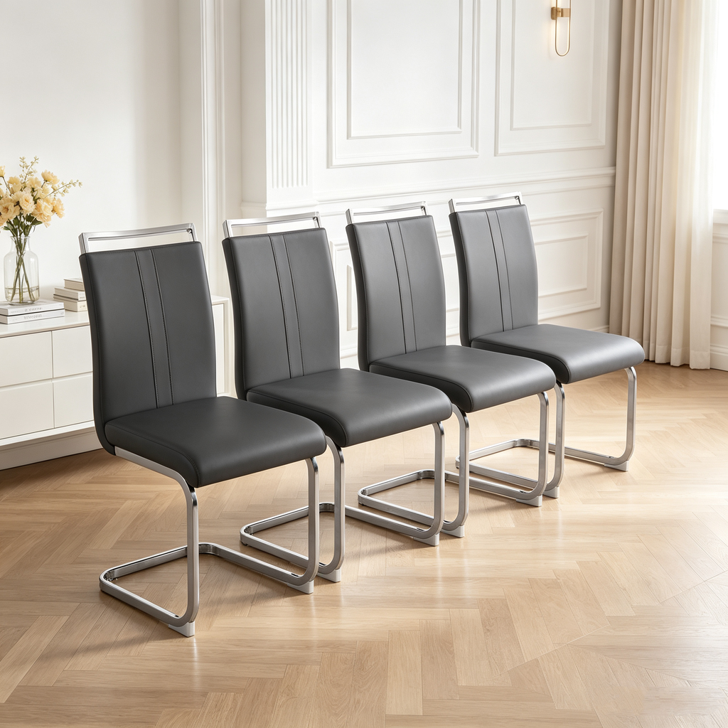 Modern PU Faux Leather Dining Chairs Set of 4