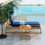 U_STYLE Acacia Wood Outdoor Lounge Set - Chair and Ottoman