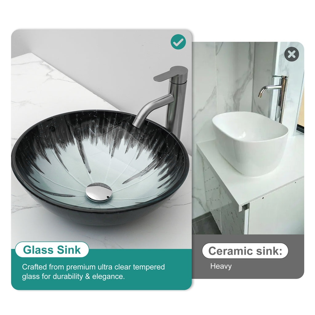 Artistic Tempered Glass Bathroom Vessel Sink