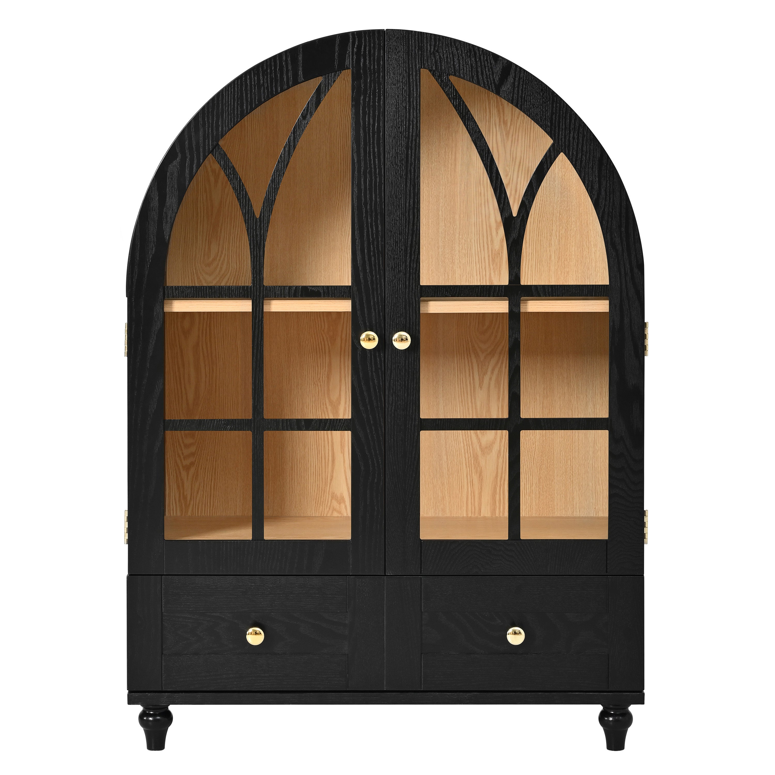 Arched Display Cabinet with Tempered Glass Doors
