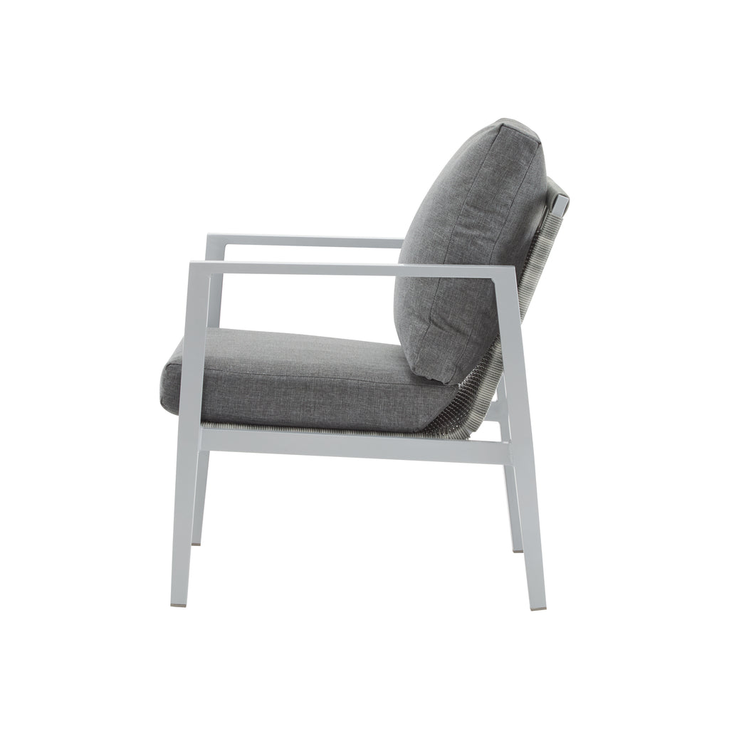 Silver Aluminum Lounge Chair with Sleek Rope Accents