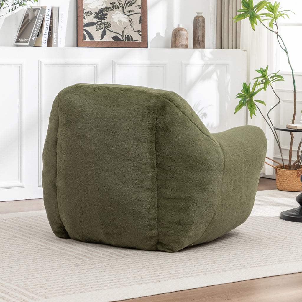 Faux Fur Bean Bag Chair with Back Support