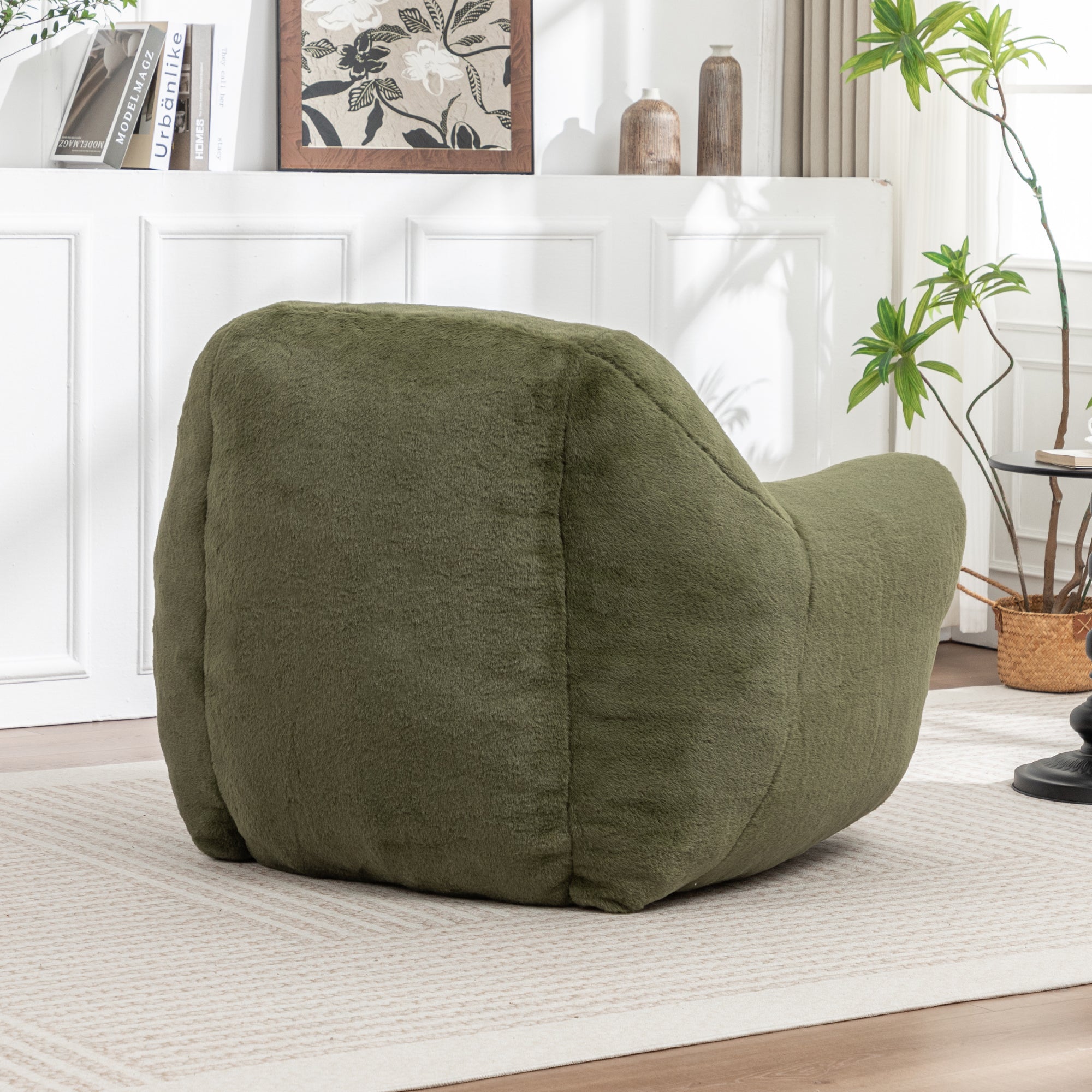 Faux Fur Bean Bag Chair with Back Support