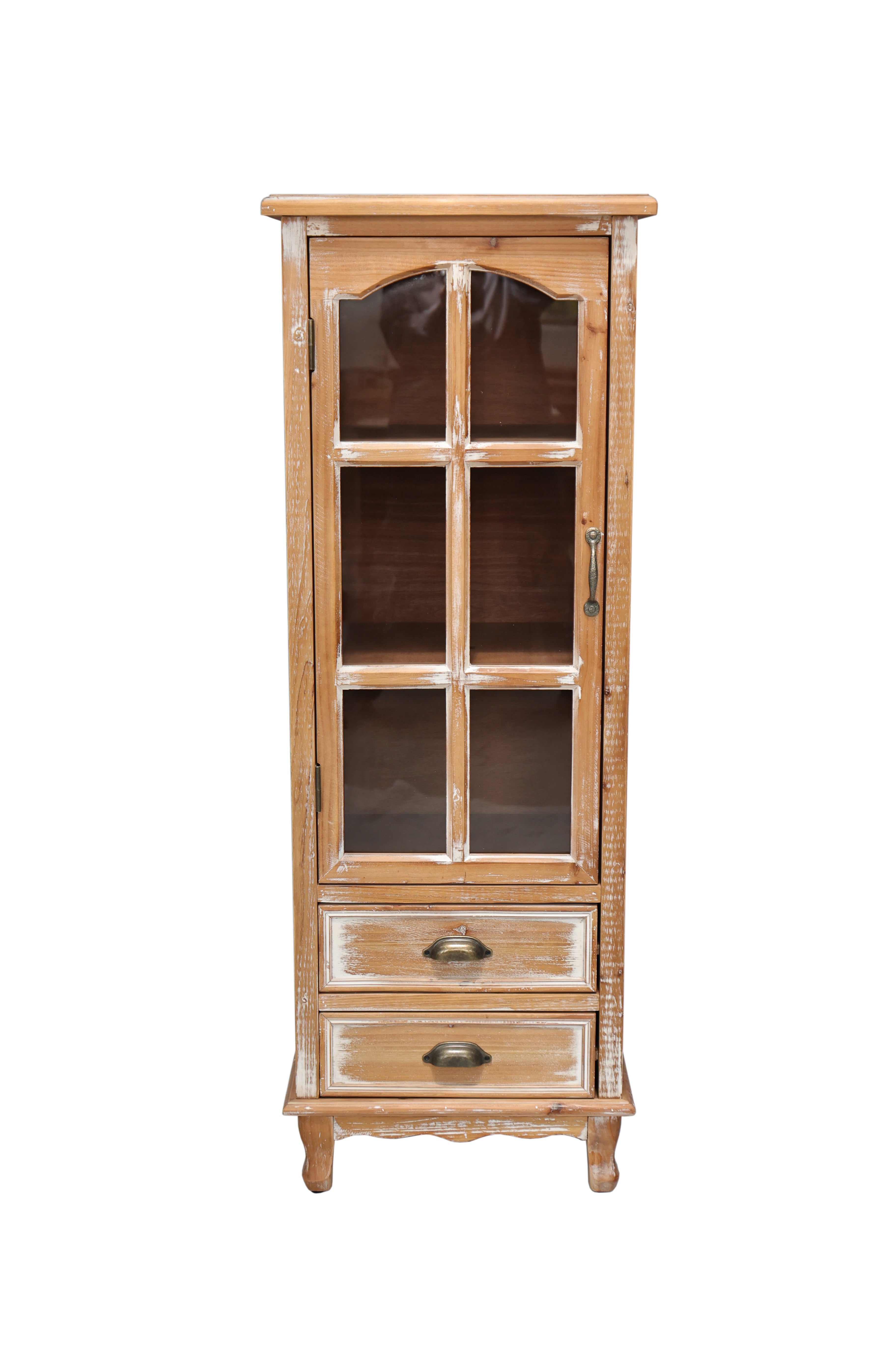 Rustic Wooden Storage Cabinet with Decorative Cutout Door