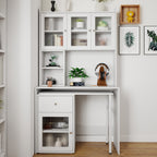 Computer Desk with Glass Door for Home Office
