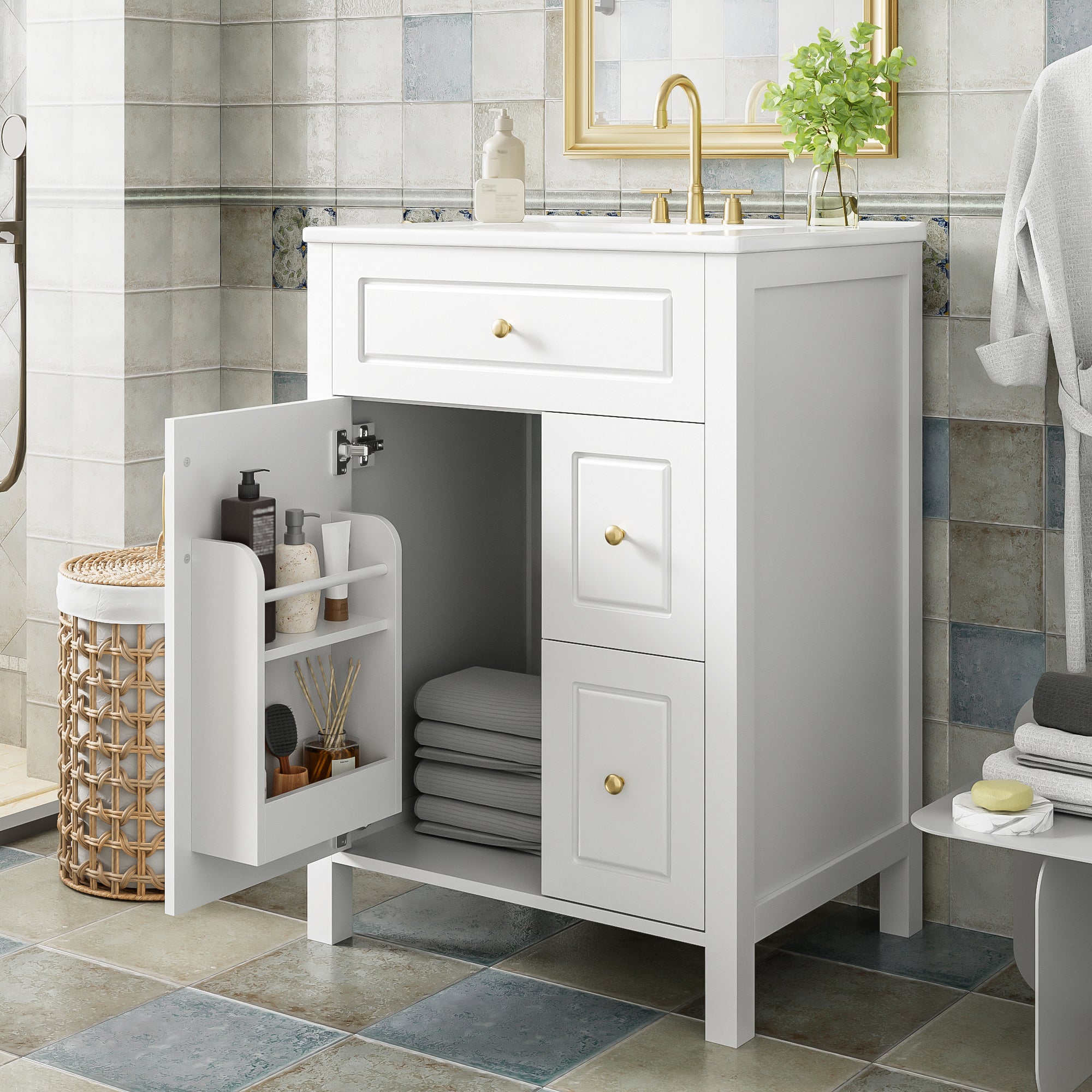 24-Inch Bathroom Vanity with Ceramic Sink