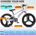 FKZNPJ 20 Inch Kids Mountain Bike, 7-Speed Youth Bicycle