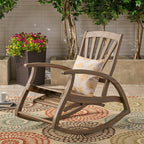 Outdoor Acacia Wood Rocking Chair with Retractable Foot Panel